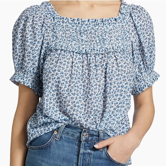 Doen Cornflower Blue Floral Blouse - Picture 1 of 9